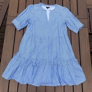 J CREW STRIPED POPOVER DRESS large